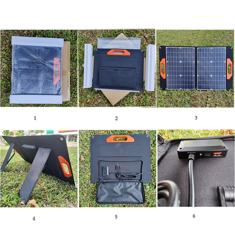 Portable Carry Bag Usb Folding Solar Blanket 60w Foldable Solar Panel 3 panels Charger For Camping