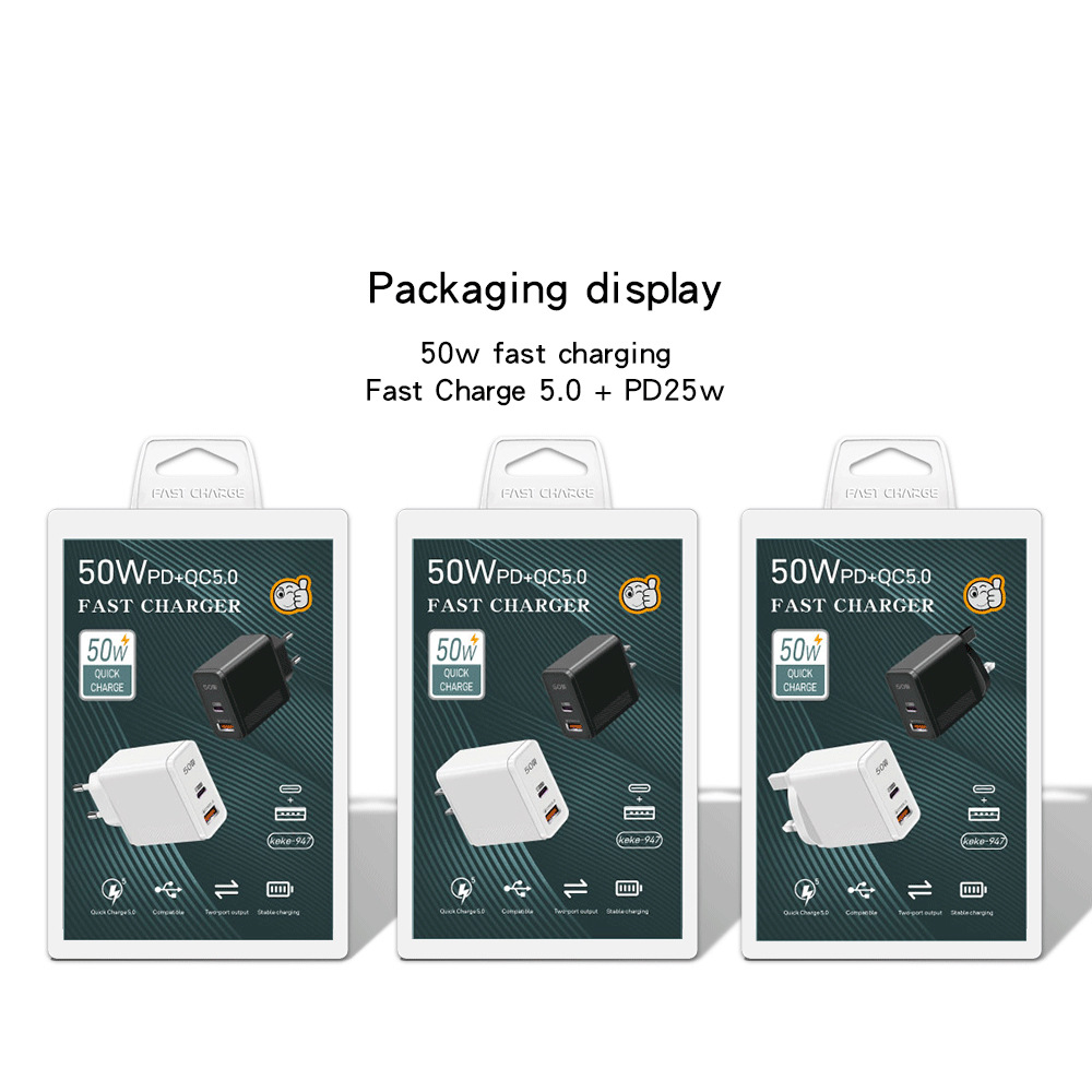 50W Super Fast Charging Wall Charging Type C adapter Fast Charge 25WPD QC5.0 mobile phone charger for Apple Huawei Xiaomi