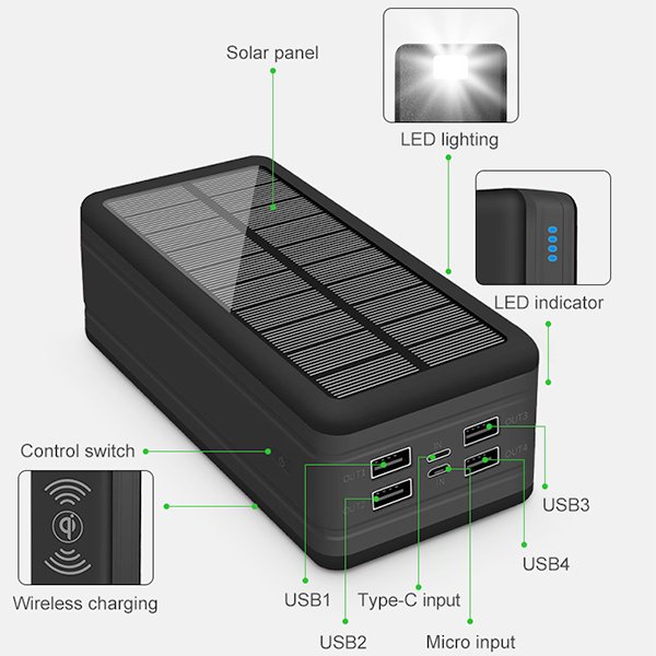 Oraimo Power Banks Wireless Charger Fast Charging Battery Mobile Portable Station Waterproof 20000mah Solar Power Bank 40000mah