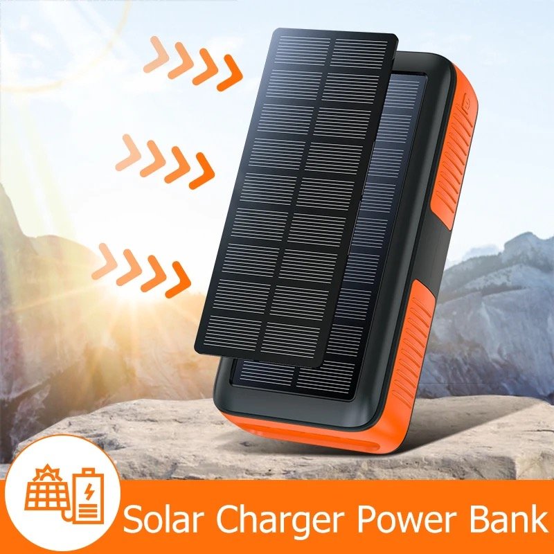 Portable Solar Panel Charger Solar Panel Power Bank 30000mAh PD 22.5W Qi Fast Charging Waterproof Solar Powerbank