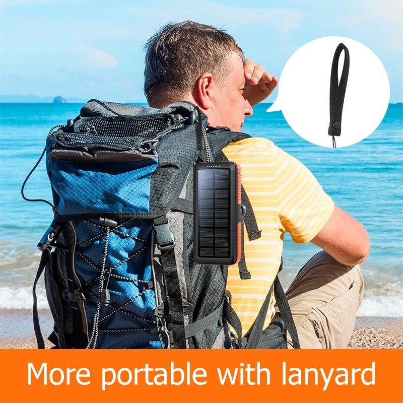 Portable Solar Panel Charger Solar Panel Power Bank 30000mAh PD 22.5W Qi Fast Charging Waterproof Solar Powerbank