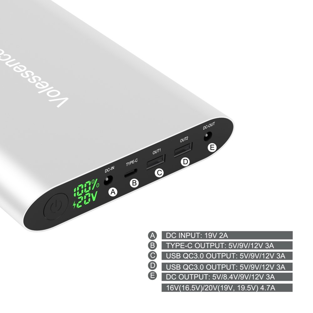 Krisdonia Portable Laptop Charger 185Wh/50000mAh Laptop Power Bank External Battery Pack for Laptop, Tablet, Projector