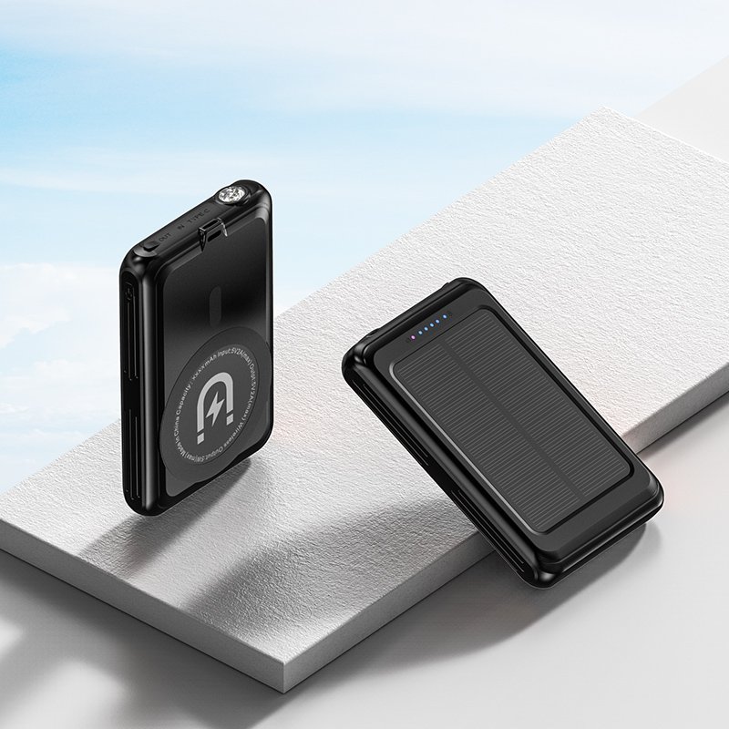 Mini portable multi-functional charging treasure magnetic wireless charging solar mobile power
