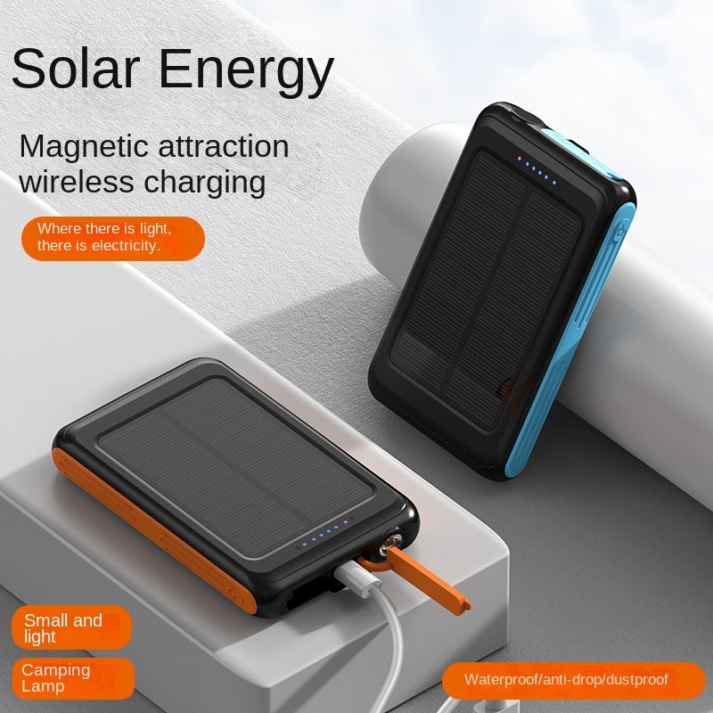 Mini portable multi-functional charging treasure magnetic wireless charging solar mobile power