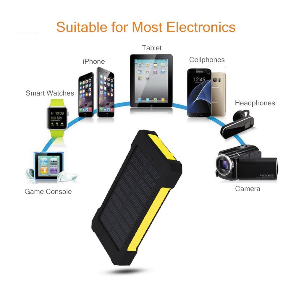 10000mah Solar Power Bank Portable Charger External Backup Battery Pack Solar Charger With Dual Usb