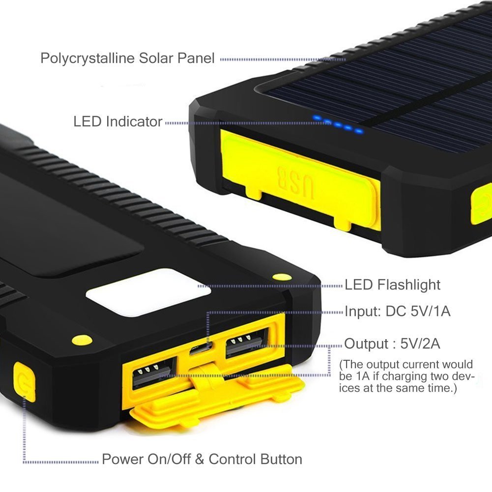 10000mah Solar Power Bank Portable Charger External Backup Battery Pack Solar Charger With Dual Usb