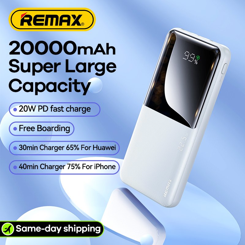 Remax New Product RPP-622 PD 20W Led Digital Display Power Banks Portable Fast Charging 10000Mah Mobile Charger Power Bank