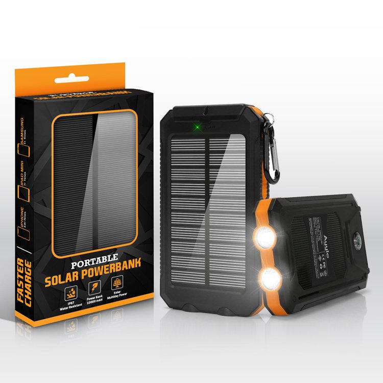 Outdoor Camping Solar Power Bank 20000Mah Portable Charger For iphone Samsung Powerbank Solar Charger External Battery