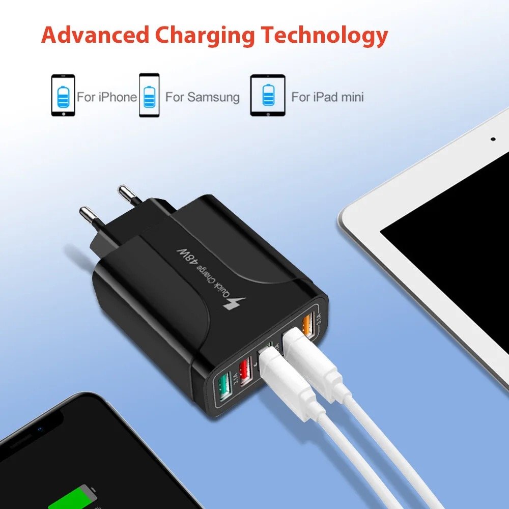 Customize logo 5 Usb Wall Charger 48w Universal Fast Charging Mobile Phone Charger