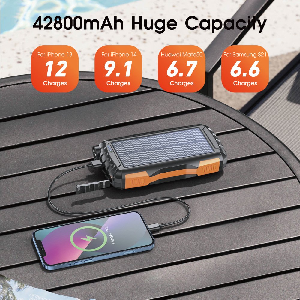 Customized Logo 20000mAh External Compass Power bank Waterproof Portable Travel Power Bank Solar Power Bank