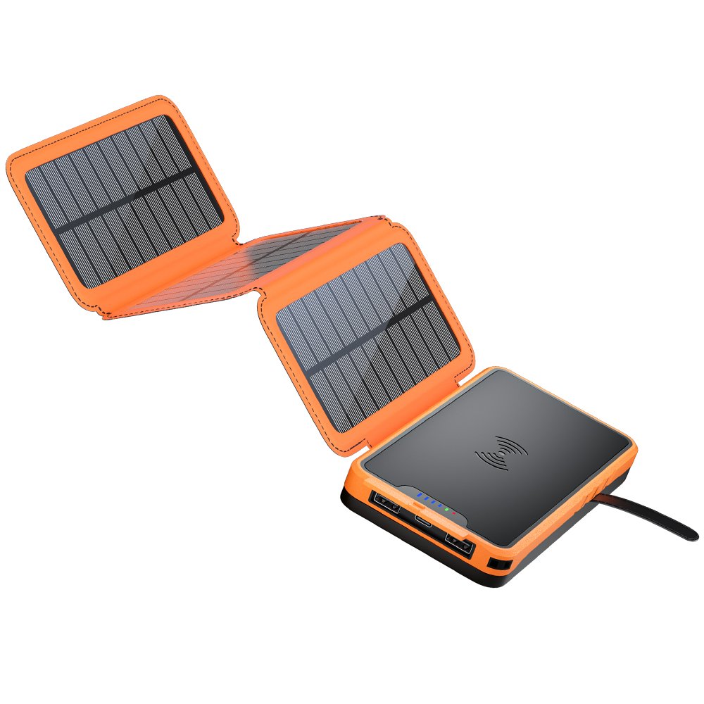 New Product 2024 Portable Charger Hiking Outdoor Waterproof 20000mAh Large Capacity Wireless Charger Solar Power Bank USB-C
