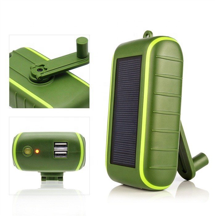 Trending New Arrival Energy Saving Hand Crank Phone Charger Solar Powerbank with Dual USB Output