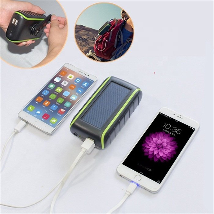 Trending New Arrival Energy Saving Hand Crank Phone Charger Solar Powerbank with Dual USB Output