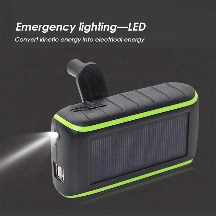 Trending New Arrival Energy Saving Hand Crank Phone Charger Solar Powerbank with Dual USB Output