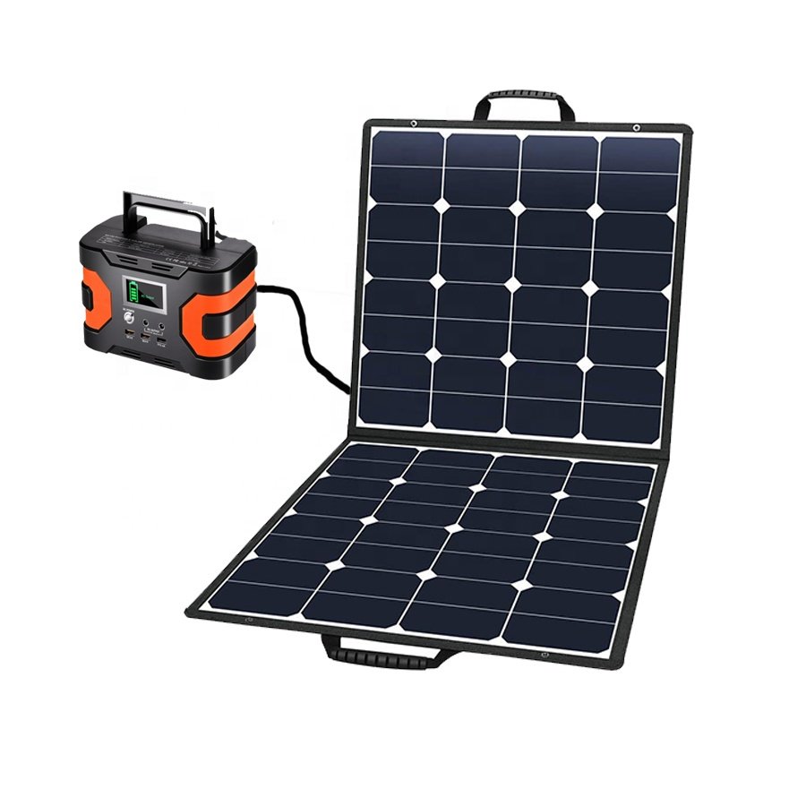 100W 18V Portable Solar Panel Foldable Solar Charger with 5V USB 18V DC Output Compatible with Portable Generator