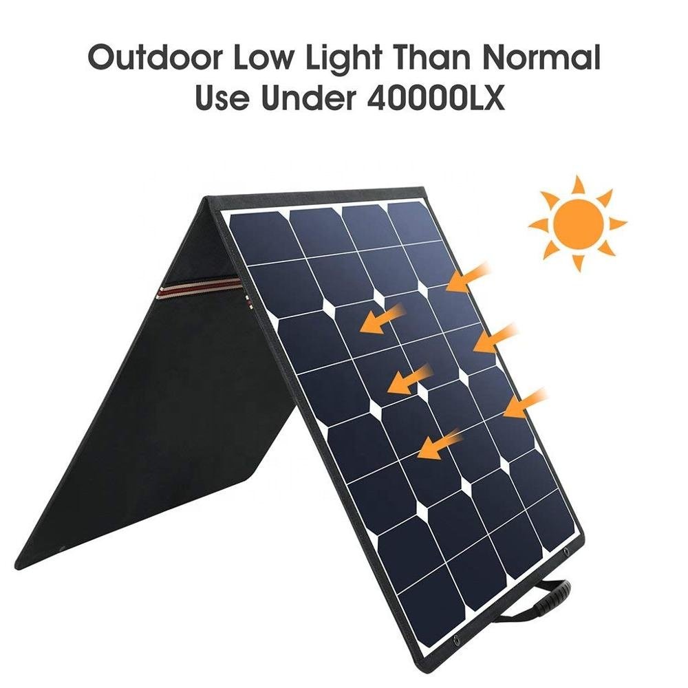100W 18V Portable Solar Panel Foldable Solar Charger with 5V USB 18V DC Output Compatible with Portable Generator