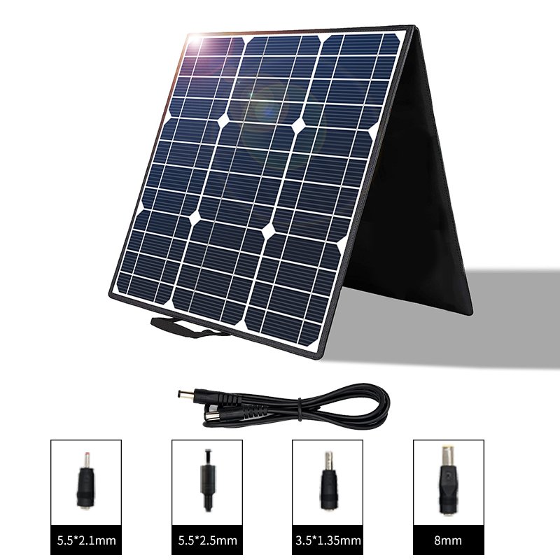 100W 18V Portable Solar Panel Foldable Solar Charger with 5V USB 18V DC Output Compatible with Portable Generator