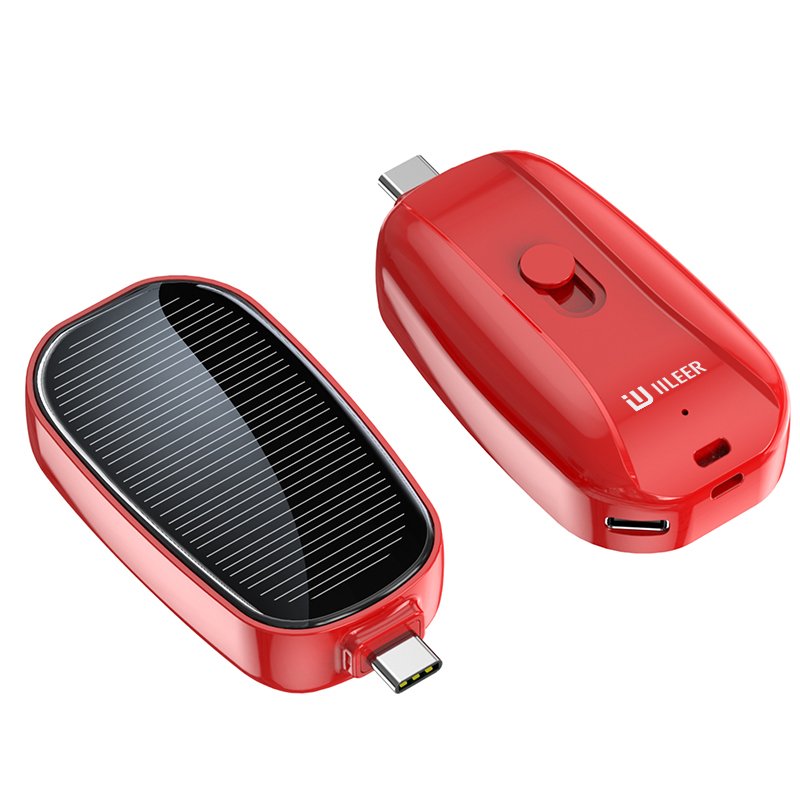 High Quality Quick Charge 1200mAh Mini Outdoor Emergency Solar Wireless Charger Key Chain Power Bank Portable Mobile Charging