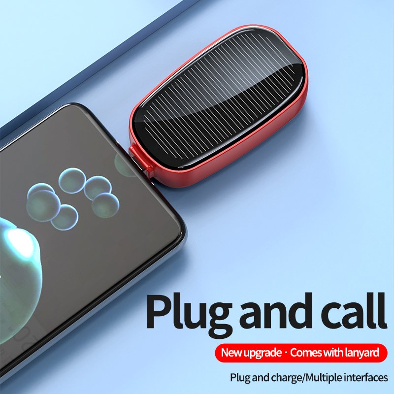 High Quality Quick Charge 1200mAh Mini Outdoor Emergency Solar Wireless Charger Key Chain Power Bank Portable Mobile Charging
