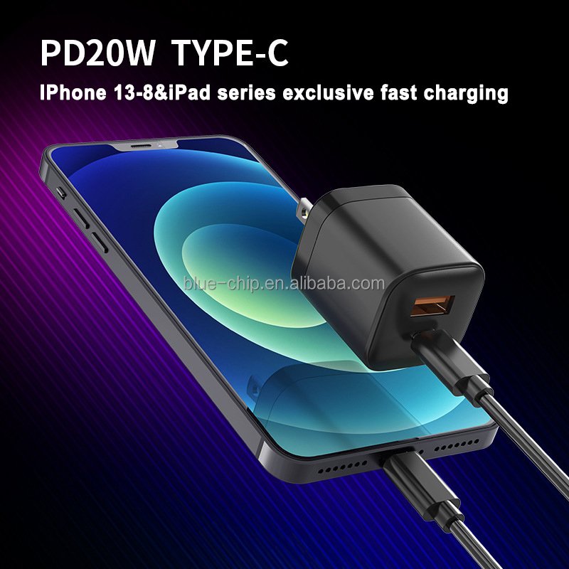 Multifunctional Dual Ports Type-C Power Adapter USB PD 20W QC 3.0 Fast Charger US EU UK Plug Wall Charger for Iphone 15Pro Max
