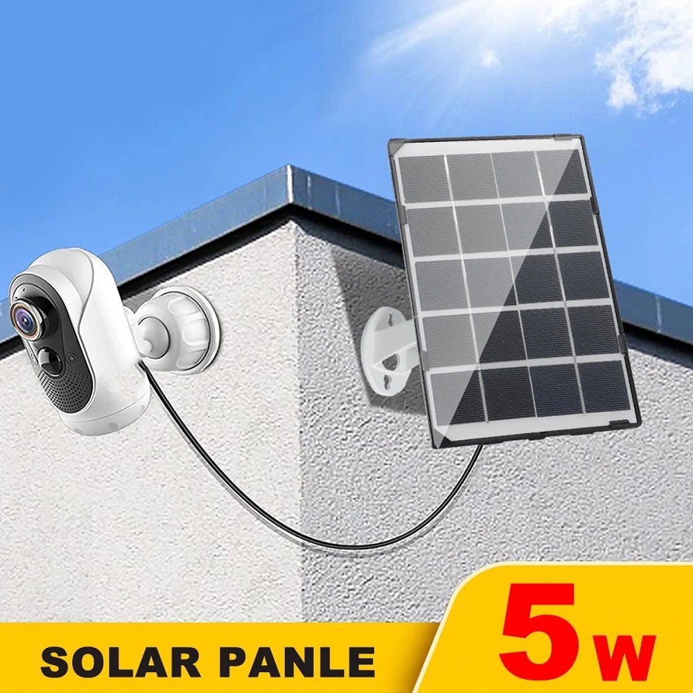 Solar Panel Mini Small 5W Solar Panel Charger DC 5521 Output with Frame for Outdoor Camera Security Supervision Courtyard Light
