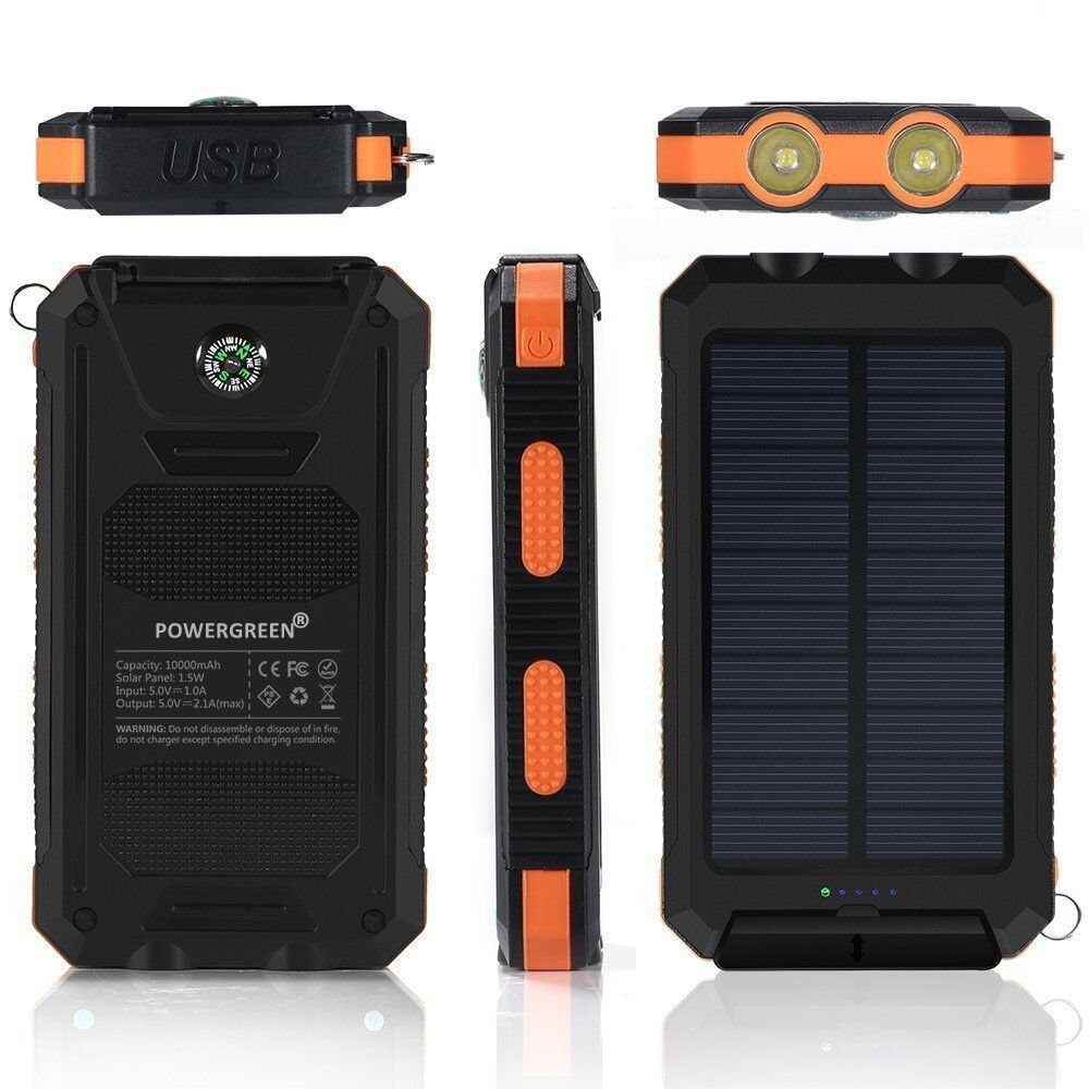 Waterproof Outdoor Solar Battery Power Bank Supplies 10000mah Solar Panel Portable Charger