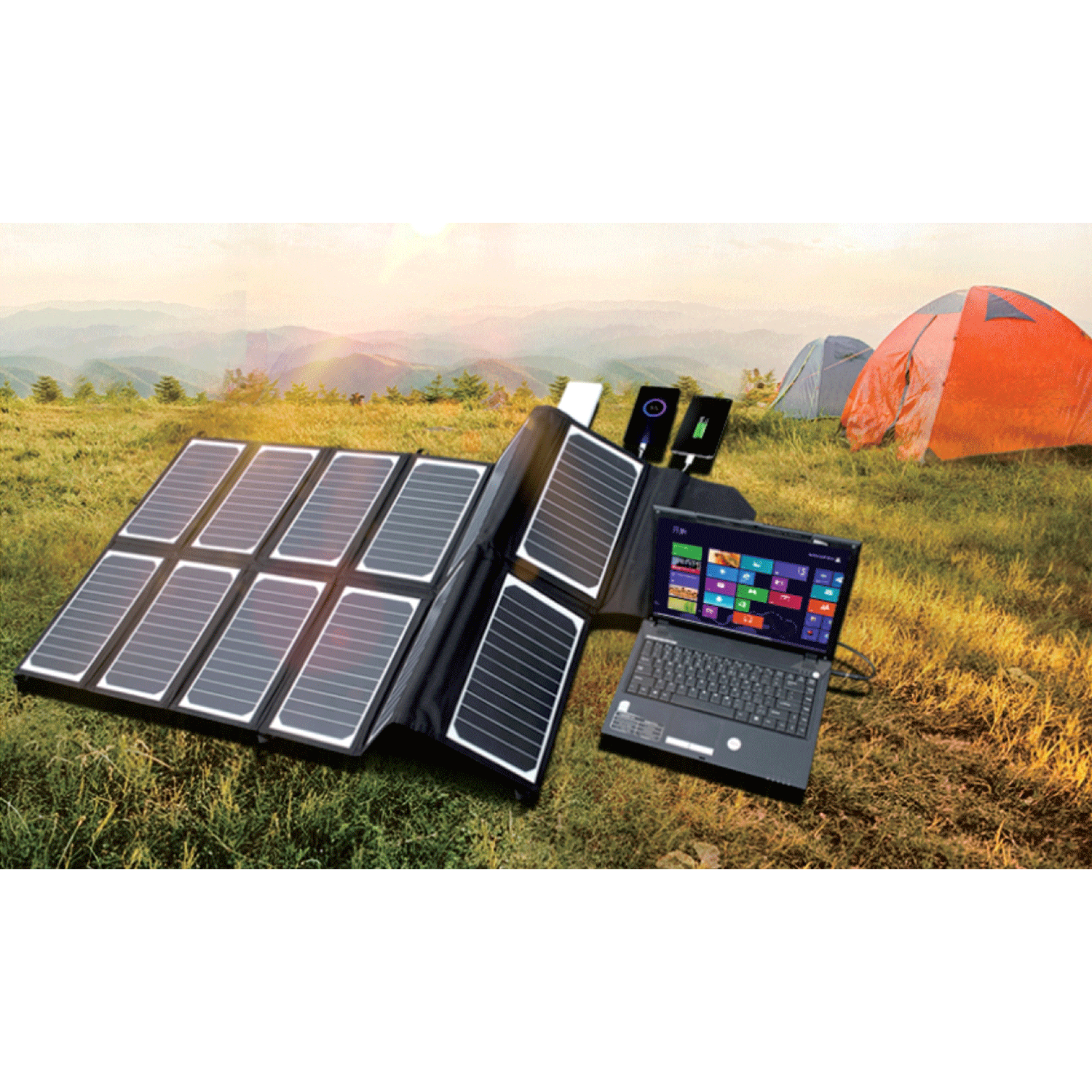 13W High Efficiency Foldable Outdoor Solar USB Charger Power Bank Solar Charger Monocrystalline Silicon