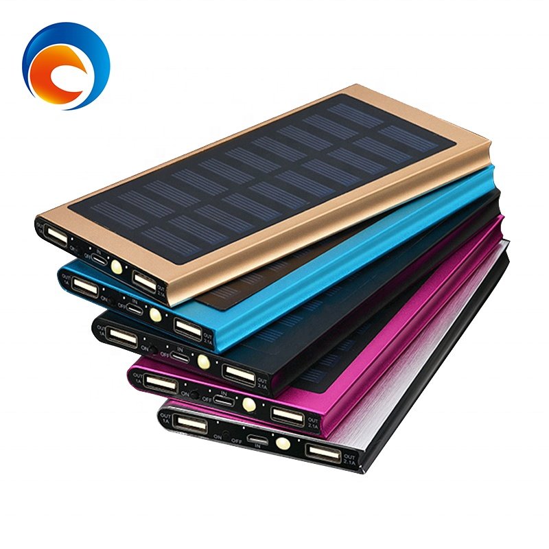Portable 20000mAh Ultra Slim Dual USB Solar Charger for Mobile Cell Phones Fast Charging with LED Display Compatible Watches