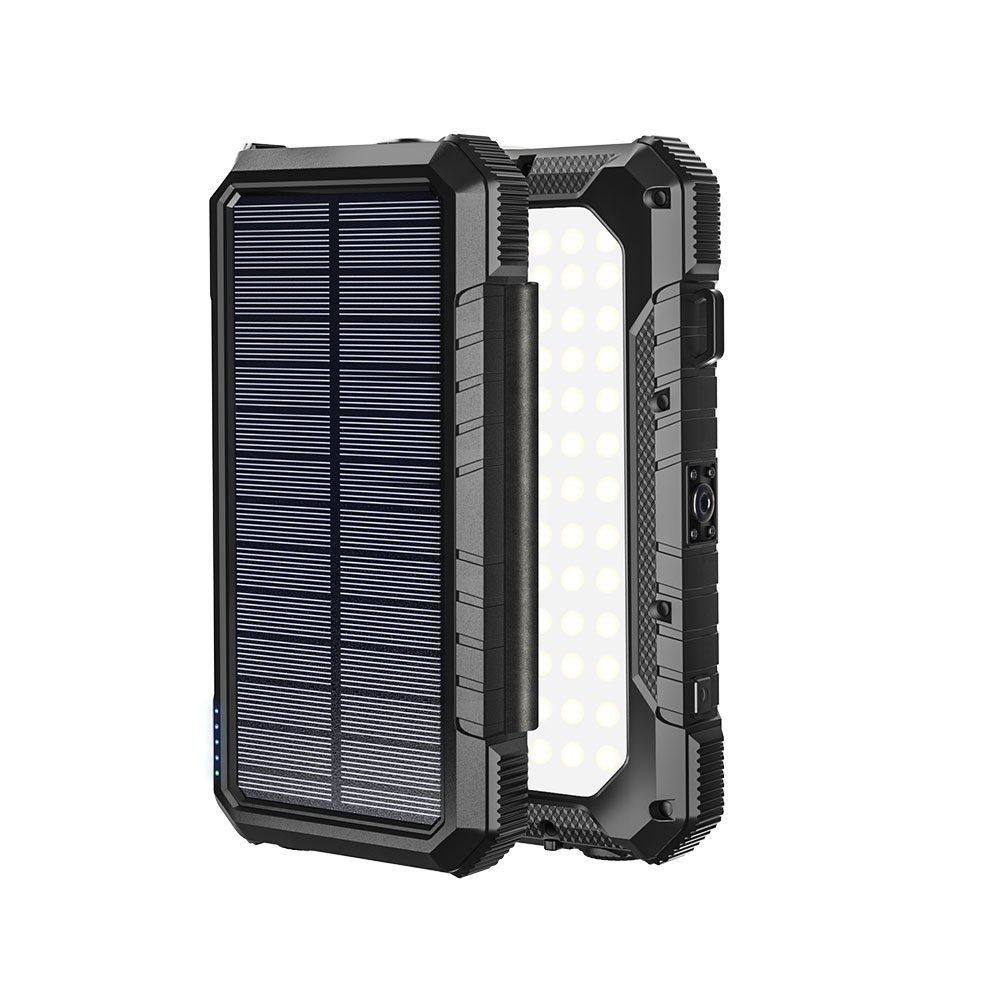 Solar Charger, 26800mAh Solar Power Bank with 4 Solar Foldable Panels, Portable Charger with Camping Light SOS colorful LED