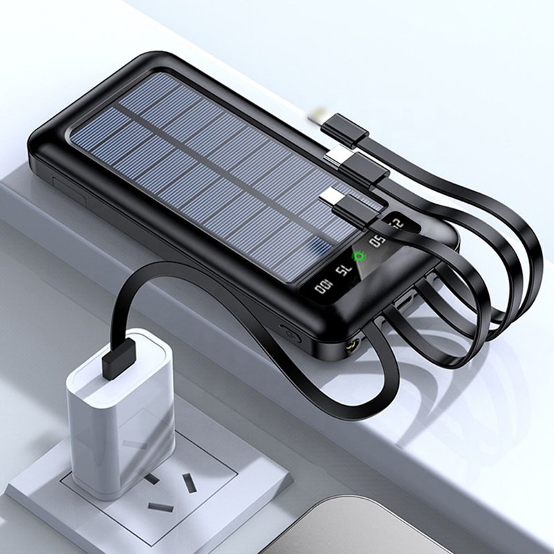 Outdoor Sport Waterproof LED Flashlight Solar Powered 20000mAh High Capacity Smart Power Bank