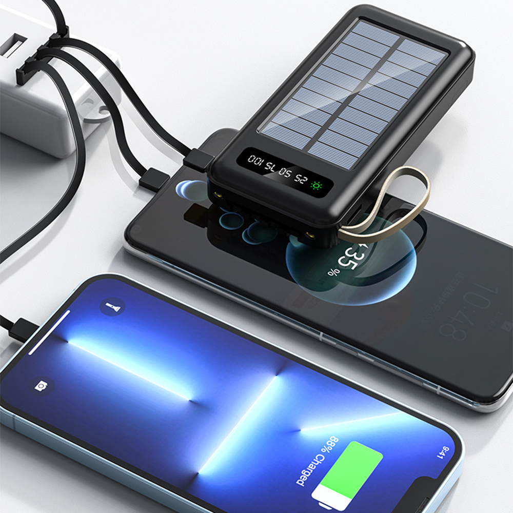 20000mah 30000Mah Waterproof Solar Power Bank Solar charger Travel Solar Power Bank with LED Flashlight