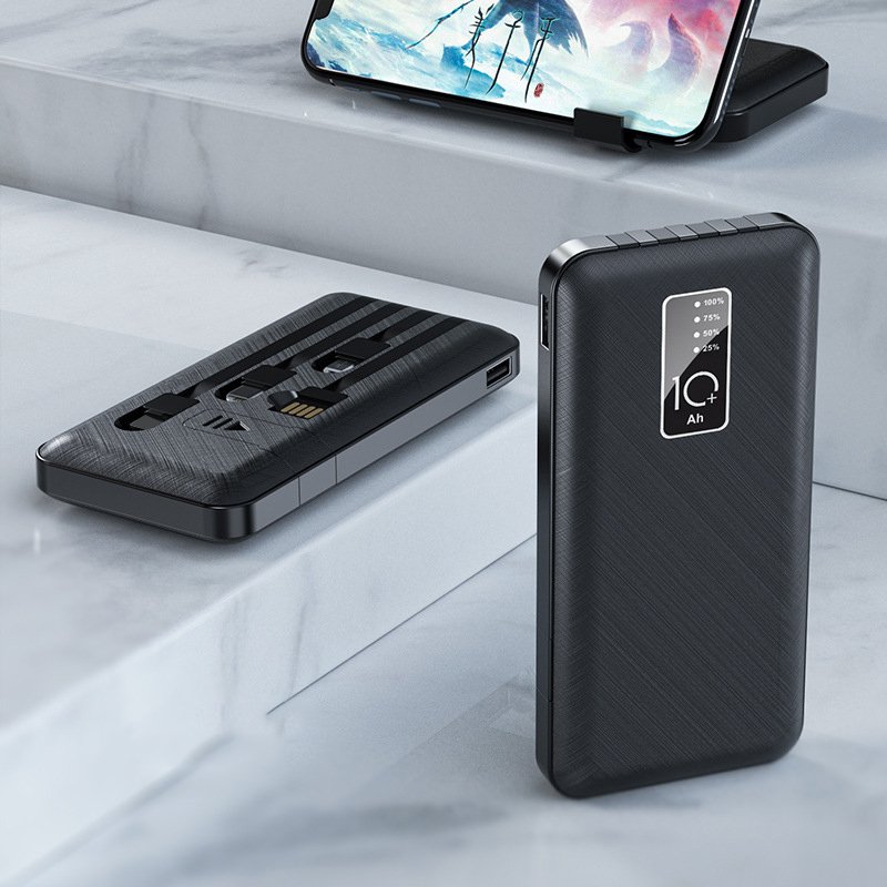2024 Hot Selling Built In Cable Custom Logo Outdoor Portable Power Bank Fast Charging For Cell Phone Smart Phone