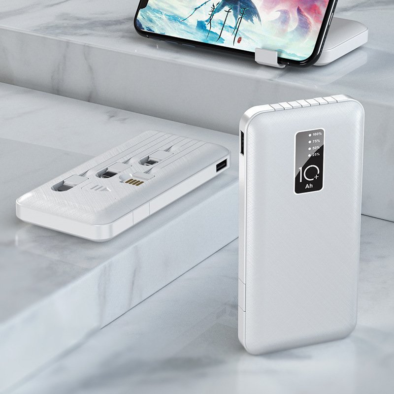 2024 Hot Selling Built In Cable Custom Logo Outdoor Portable Power Bank Fast Charging For Cell Phone Smart Phone
