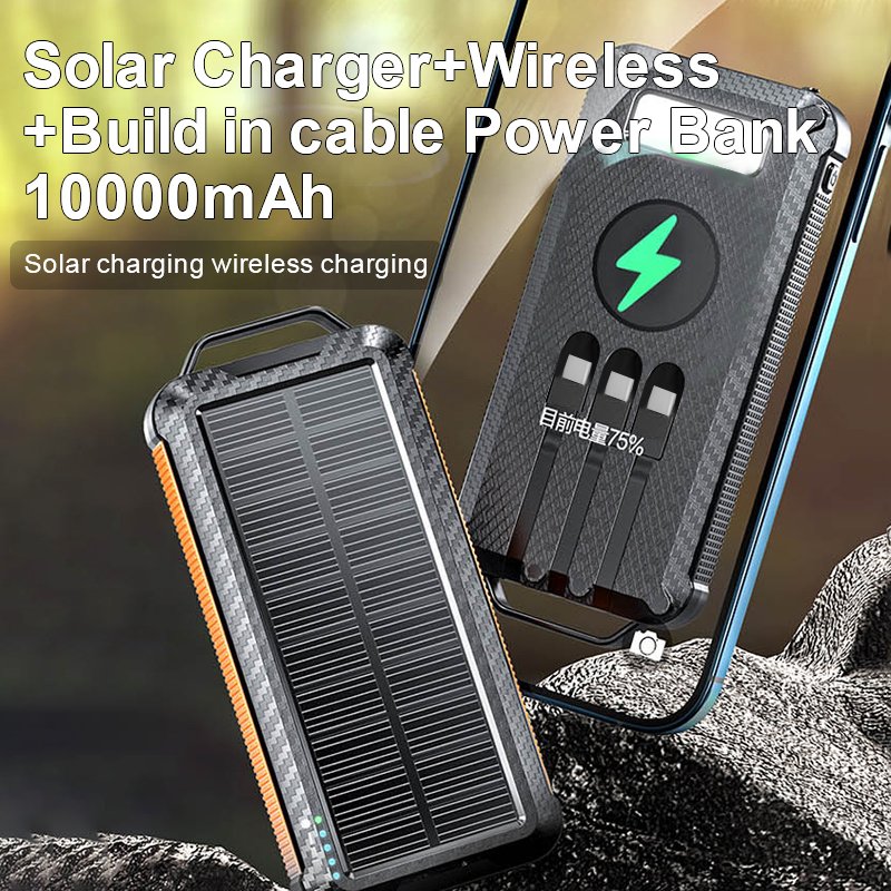 2025 High Quality Waterproof 10000mah Solar Panel Powerbank Fast Charging 20000mAh Portable Phone Charger With 20W Output Power