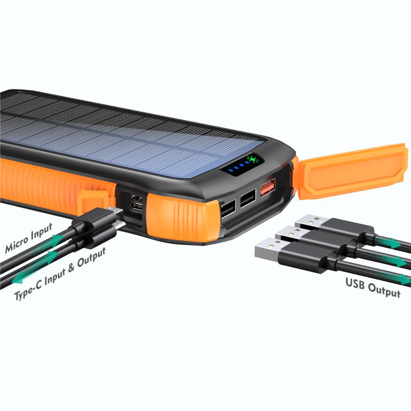 China Factories Wholesale Electronics 2024 Best Selling Products 20000mAh Large Capacity Power Bank Wireless Solar Power Bank