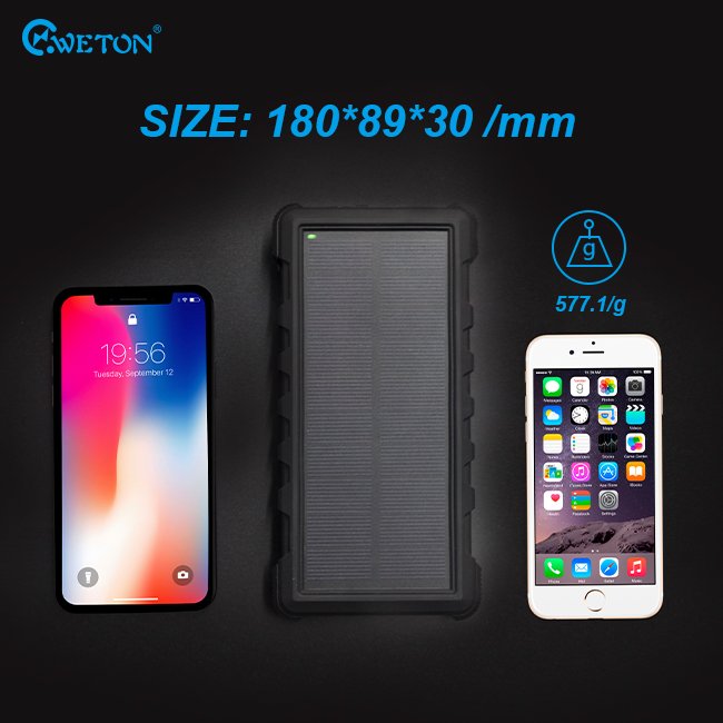 IP66 24000 mAh QC3.0 solar power bank with led light