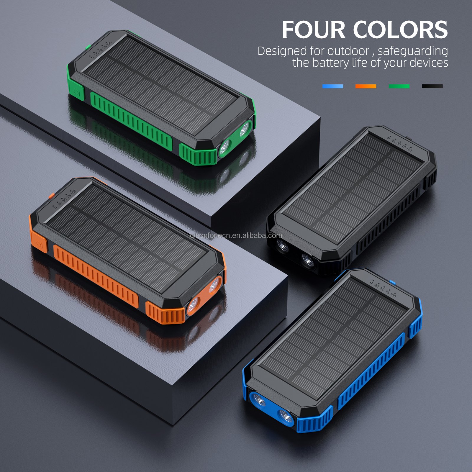 QSF 2024 Hot Sale OEM Outdoor Travel Fast Charging Mobile Phone Charger 20000mah Power Bank Portable Wireless Solar Powerbank