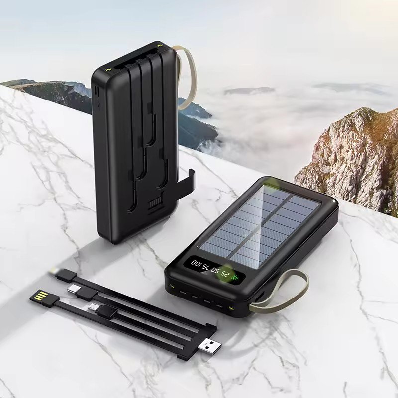 solar powerbank slim quick charging built in cable 10000mah travel portable charger solar power bank 20000mah for mobile phone