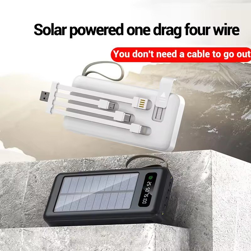 solar powerbank slim quick charging built in cable 10000mah travel portable charger solar power bank 20000mah for mobile phone