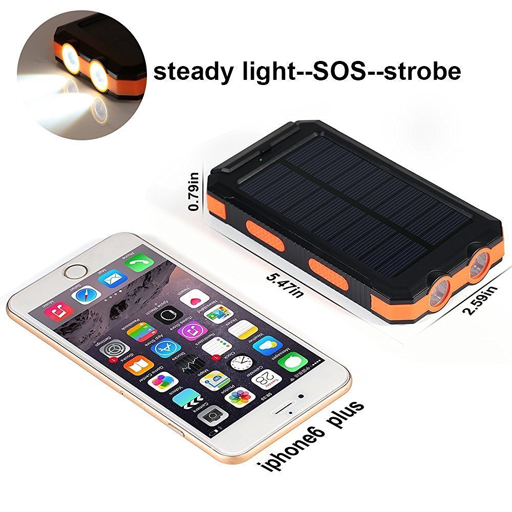 Waterproof Outdoor Solar Battery 8000mah 10000mah Portable Solar Power Bank Solar Panel Portable Charger