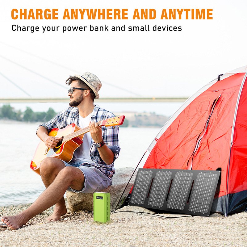 USB Solar Cells Bank Pack Waterproof 40W Solar Plate Foldable Solar Panel Kit Outdoor Camping Hiking Solar Charger