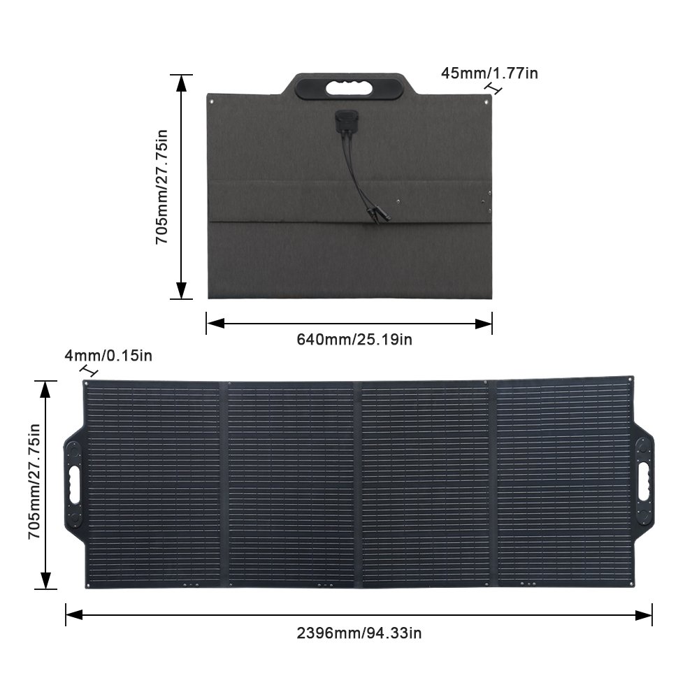 Bad Weather Resistant 260W Mono Integrated Foldable Solar Charger With Dual USB Ports for Outdoor Activities