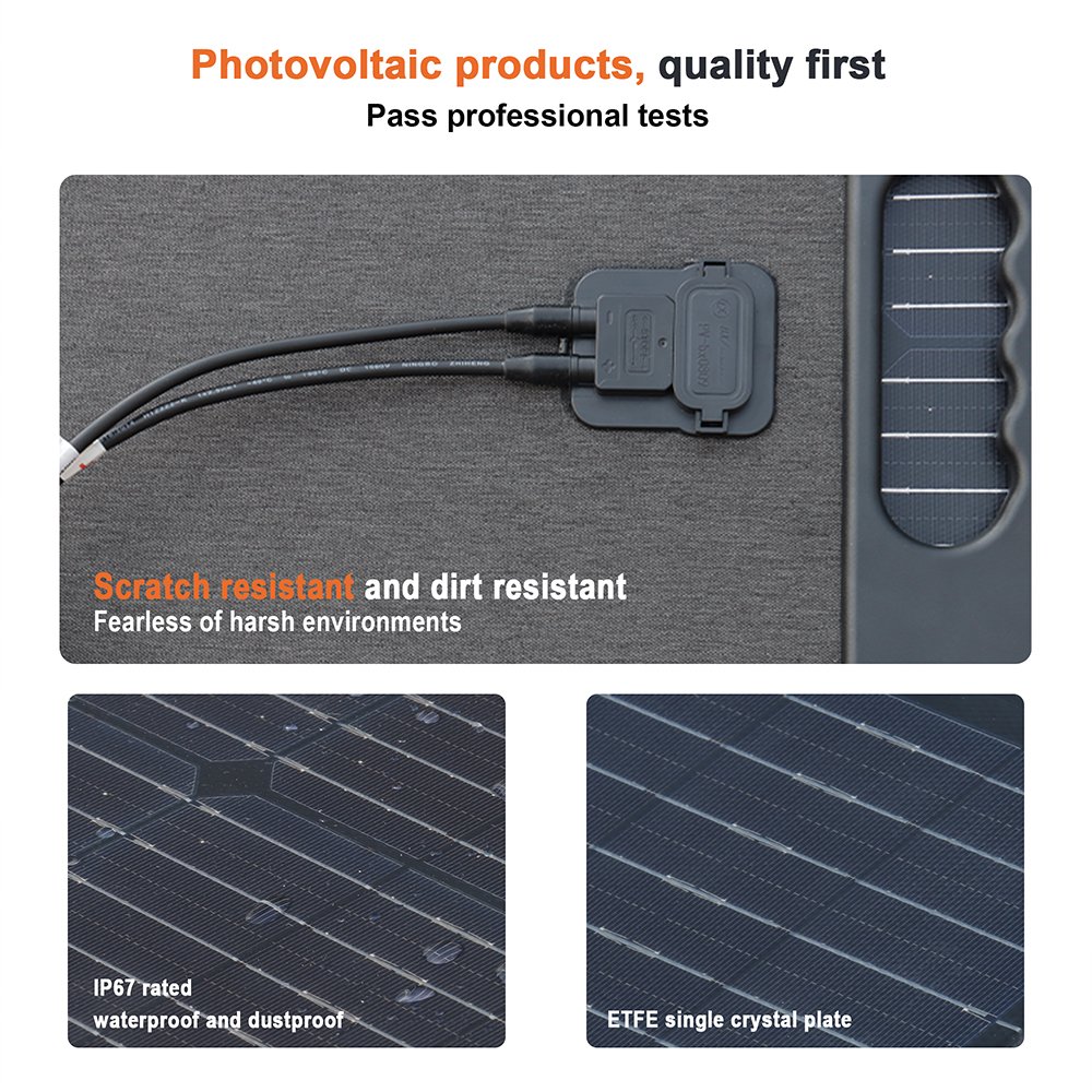 Bad Weather Resistant 260W Mono Integrated Foldable Solar Charger With Dual USB Ports for Outdoor Activities