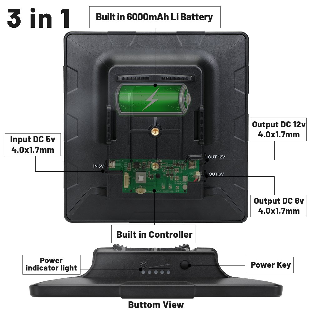 Security Camera Solar Panel Built In Battery 18650 6000mAh rechargeable 5W 12v Outdoor Waterproof