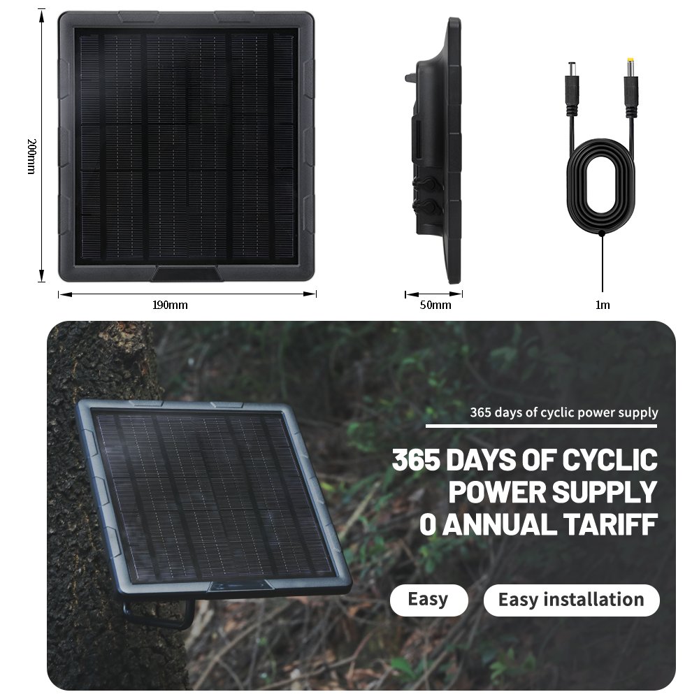 Security Camera Solar Panel Built In Battery 18650 6000mAh rechargeable 5W 12v Outdoor Waterproof