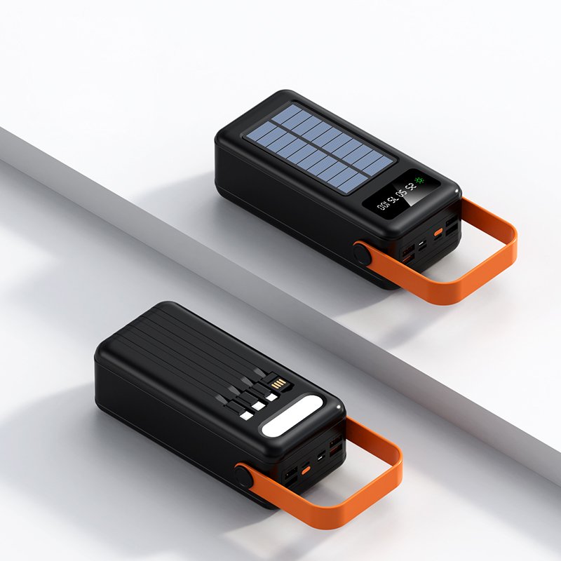 Solar Power Bank with flashlight and cables 30000mah powerbank 50000mAh Solar Charger 100000mah solar power banks for phones