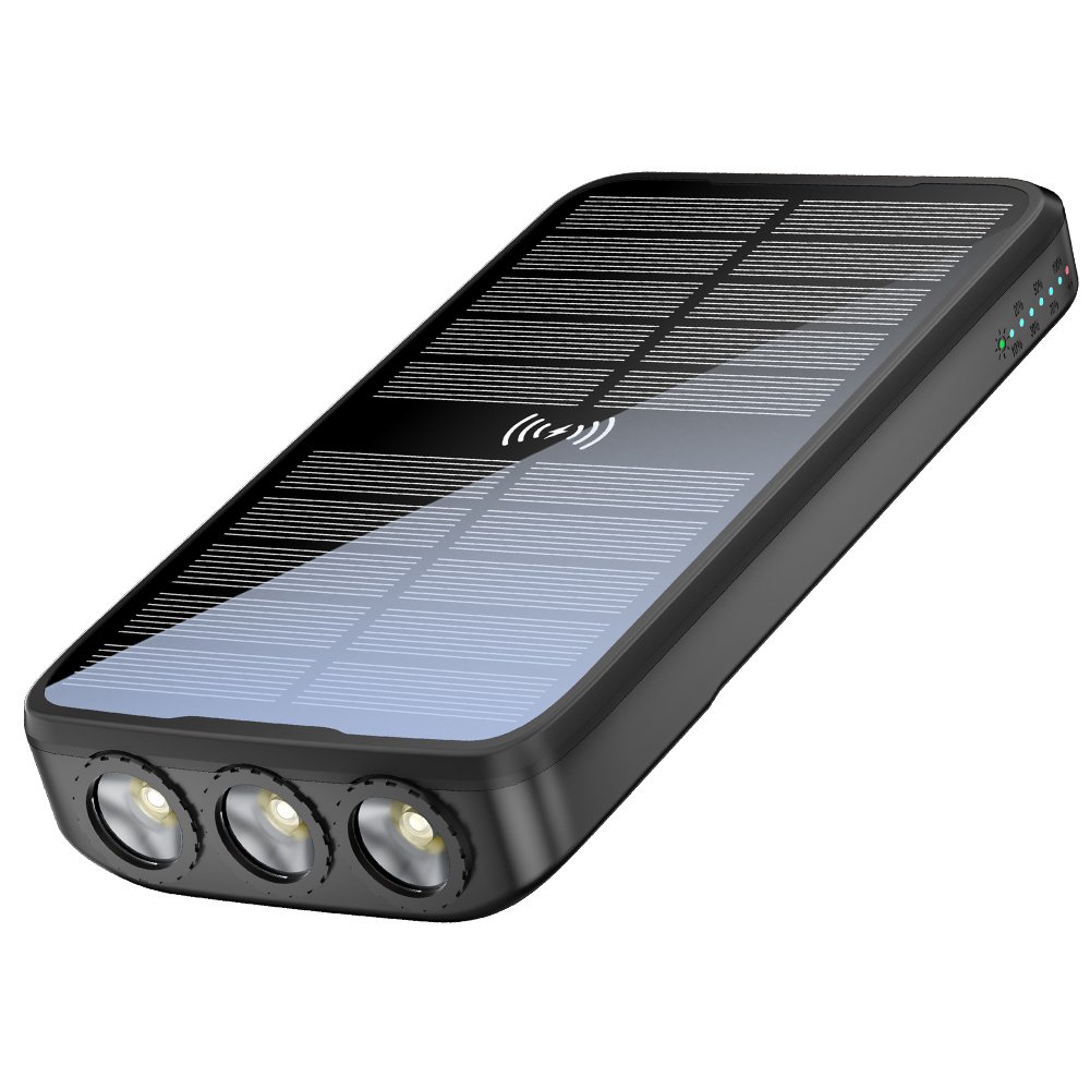 New Product Ideas 2024 Electronics OEM 38800mAh Built-In Type C Cable Large Capacity Portable Wireless Solar Power Bank 20000mAh