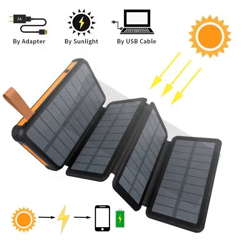 Fast Charging Usb Type C Portable Mobile Phone Battery Pack Charger Powerbank Station 20000mah Folding Solar Panels Power Bank