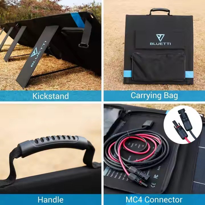 200W Monocrystalline Solar Charger Portable Solar Panel with Foldable Kickstand for Power Station Outdoor Solar Generator