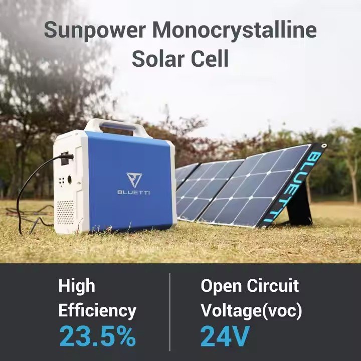 200W Monocrystalline Solar Charger Portable Solar Panel with Foldable Kickstand for Power Station Outdoor Solar Generator